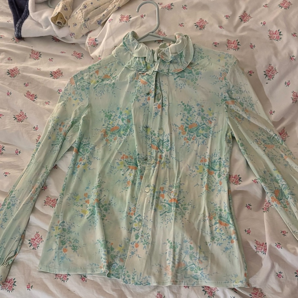 Floral Mint Green Blouse